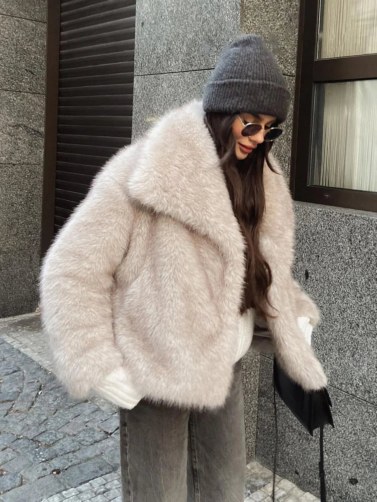 Winter Coats For Women Fashion New Faux Fur Long Sleeves Loose Coat Female Versatile High Street Women's Cardigan