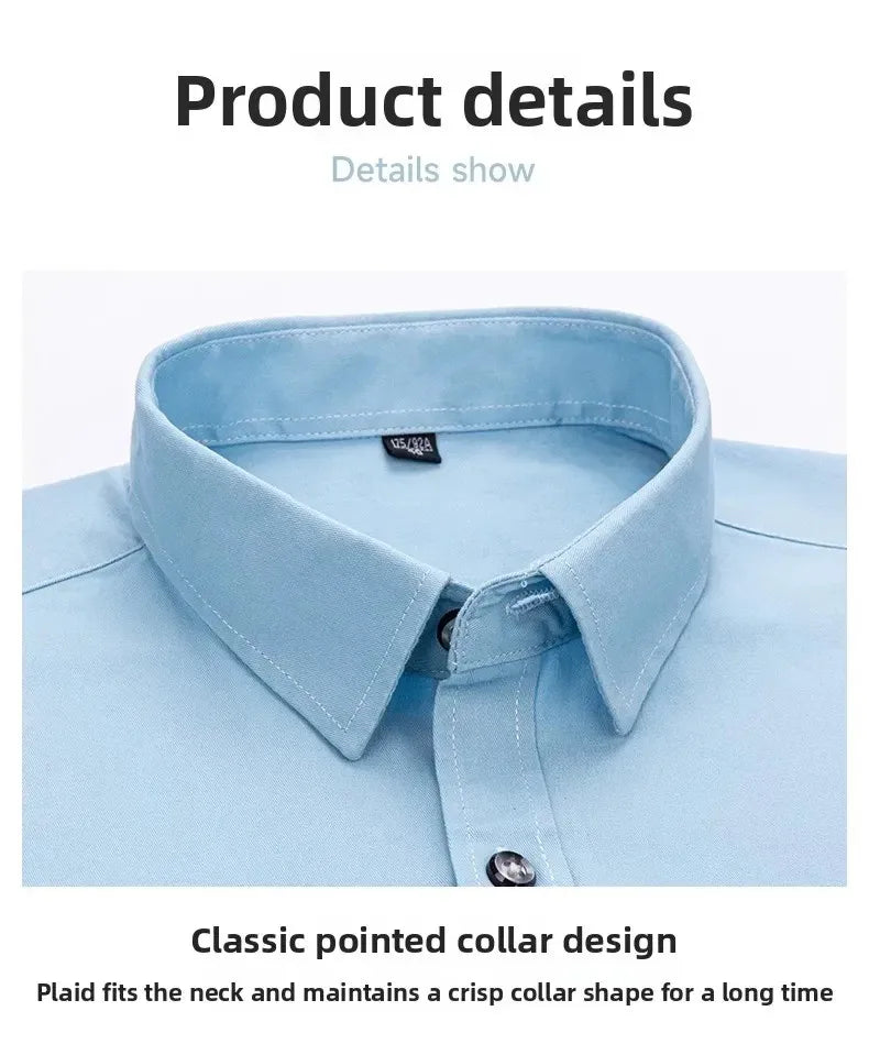 S-7XL New 100% Pure Cotton Men's Shirts Long Sleeves Solid Color Soft Regular Fit Casual Shirt Pocket Social Blouse Male Clothes