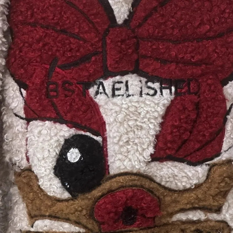 Oversize Winter Clothes Women New Heavy Craftsmanship Cartoon Daisy Embroidery Lamb Wool and Velvet Hooded Jackets for Women