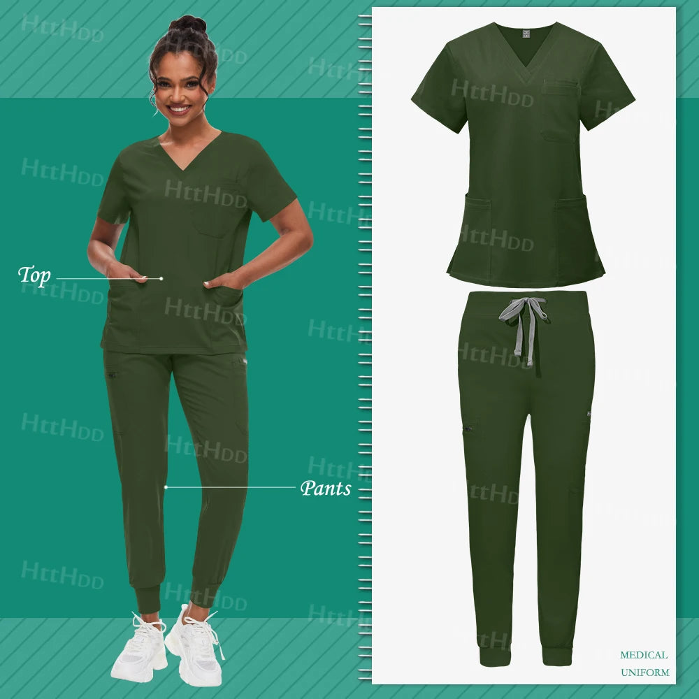 Scrub Sets Uniform Women Joggers Hospital Accessories Medical Surgical Gown Pharmacy Healthcare Work Wear Unisex Mens Scrub Soft