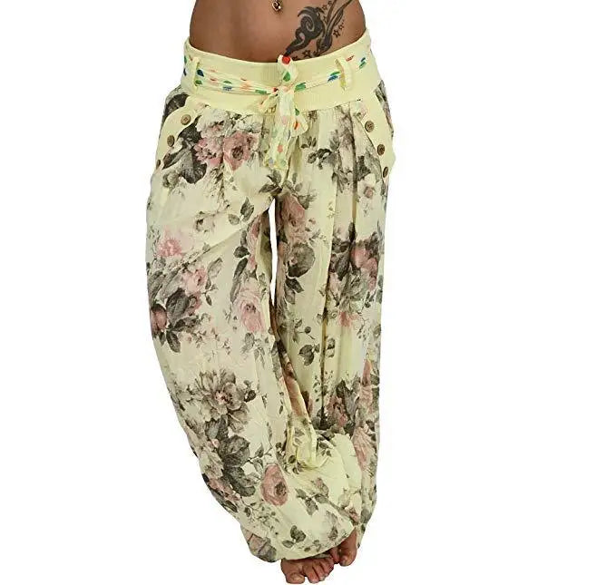 Autumn and winter women's clothing long Haren pants new digital print long wide leg pants Haren casual pants casual plus size