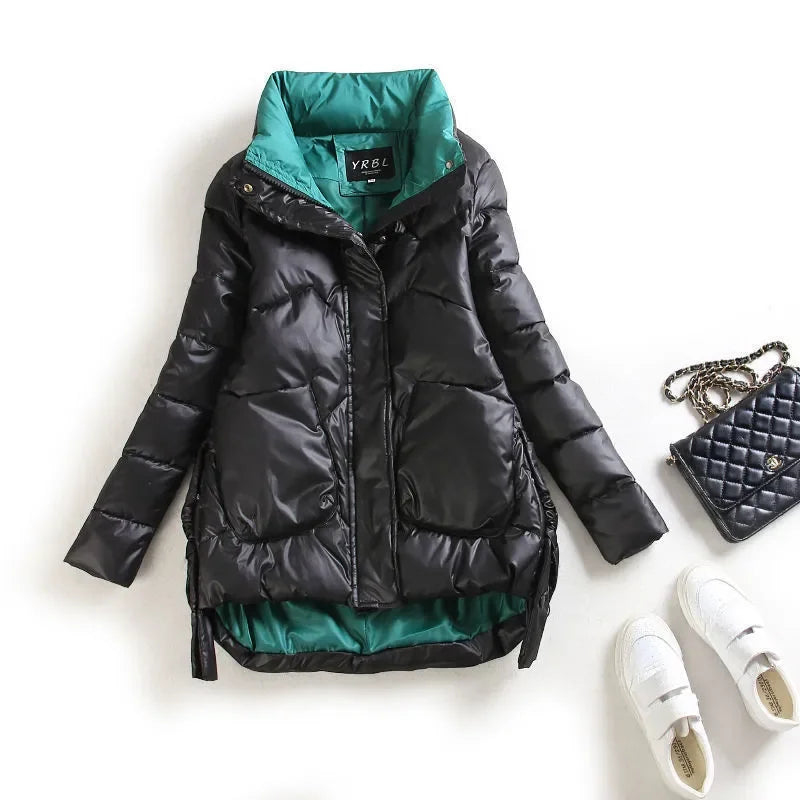 Winter Warm Coat Women's Fashion New Solid Color Hood Filled Down Cotton Coat Women's Clothing Winter Jacket Women