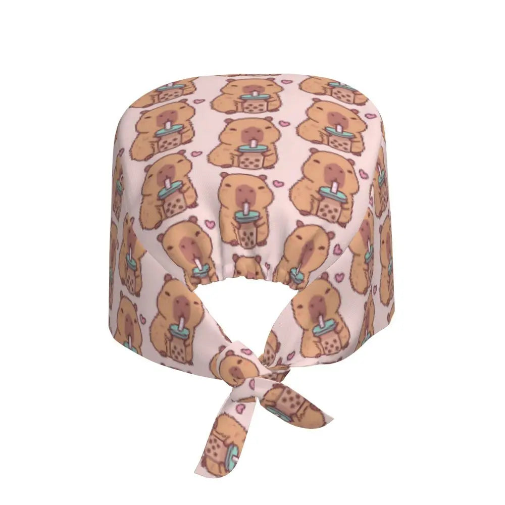 Custom Cartoon Capybara Medical Staff Scrubs Hat Women Men Comic Doctor Nursing Surgical Cap Scrub Caps