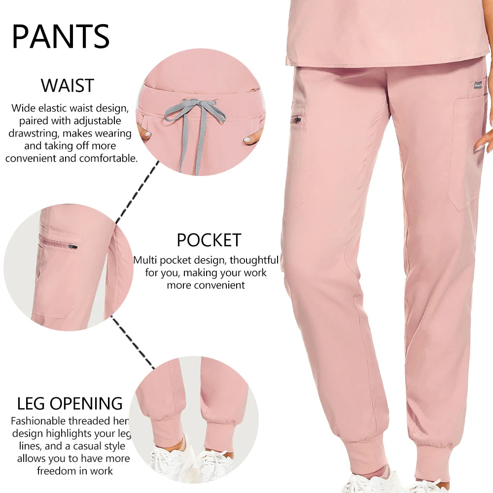 Slim Fit Scrubs Medical Uniforms Women Scrubs Tops Pant Hospital Nurses Accessories Dental Clinic Beauty Salon Spa Lab Workwear