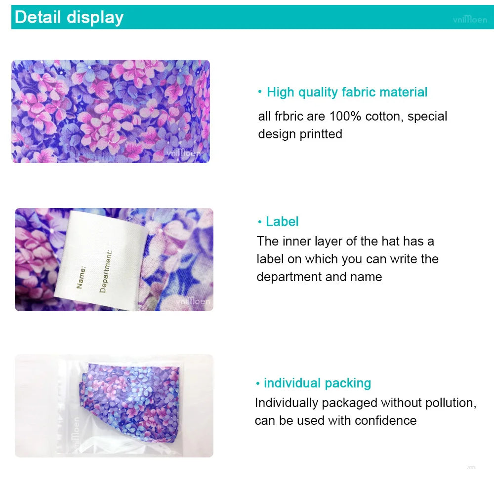 Solid color scrubs caps Pet Grooming Agency Work Scrubs Beauty Work Hats