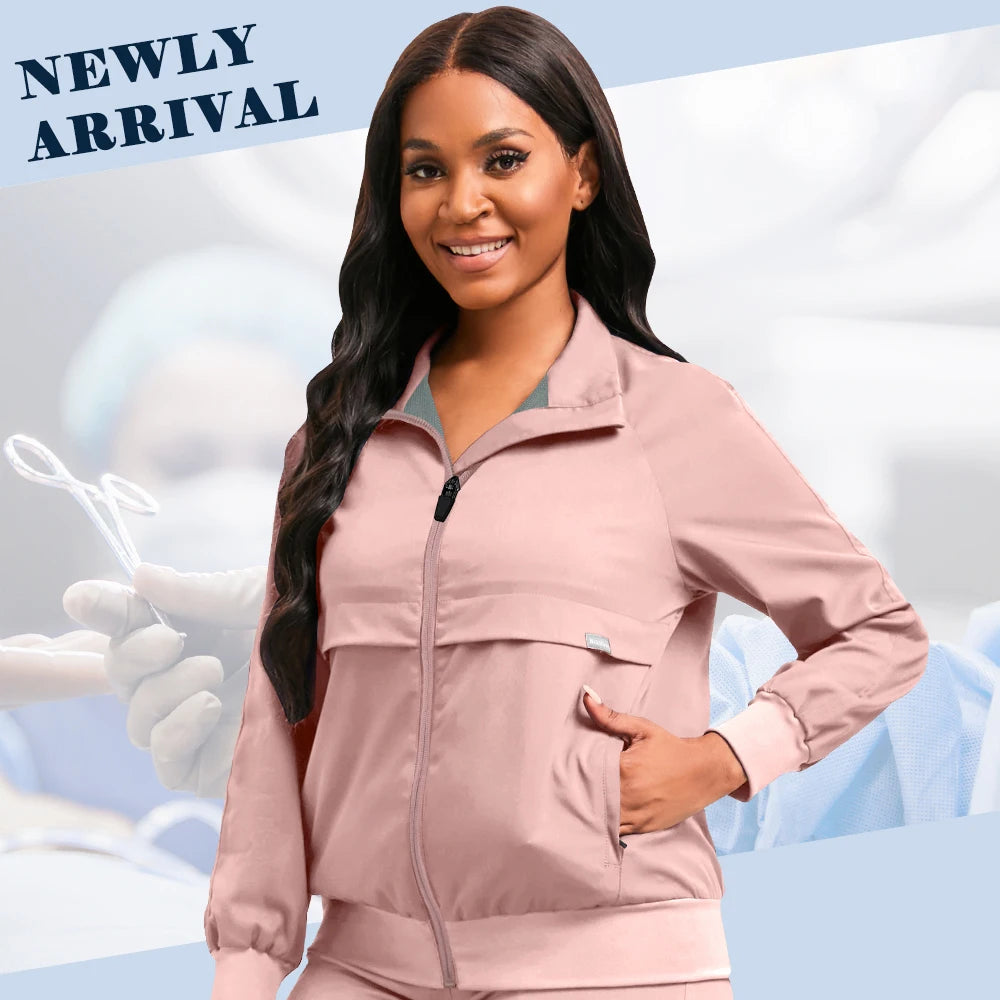 New Nurse Nursing Work Jacket Autumn Winter Warm Out Coat Women Men's Medical Sweatshirts Long-sleeved Scrubs Top Streetwear