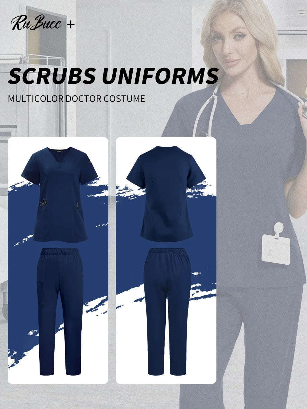 Pet Grooming Institutions Scrub Set Unisex V-Neck Beauty Salon Work Clothes Spa Uniforms Dentistry Surgical Scrub Tops Pants Set