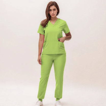 2025 New Nurse Uniforms V-neck Top Jogger Pants Scrub Sets Surgical Workwear Dentist Nursing Suit Hospital Doctor Outfit S21