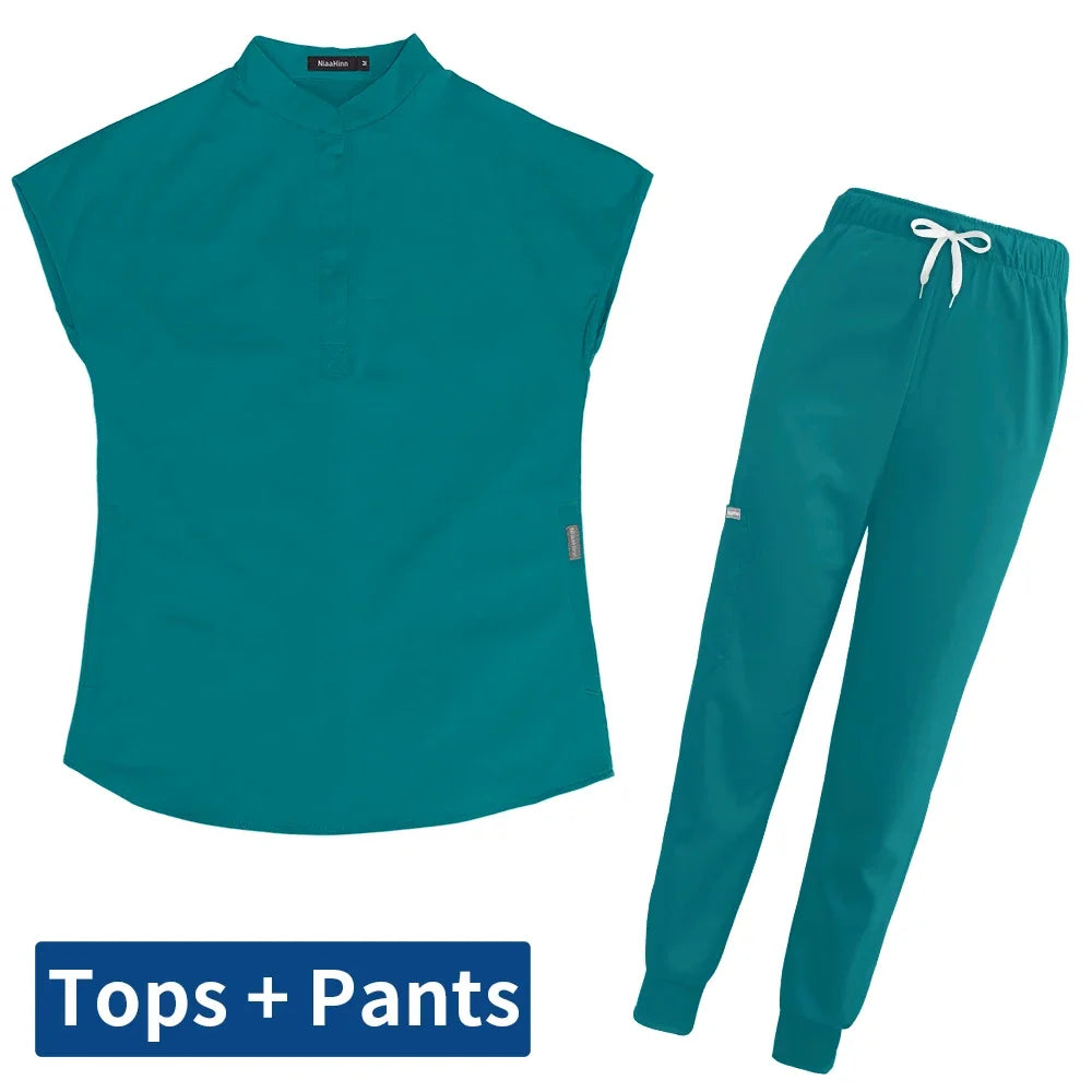 Thicken Nursing Uniform High Quality Solid Color Medical Doctor Workwear Pet Hospital Veterinary Non-sticky Hair Scrub Work Suit