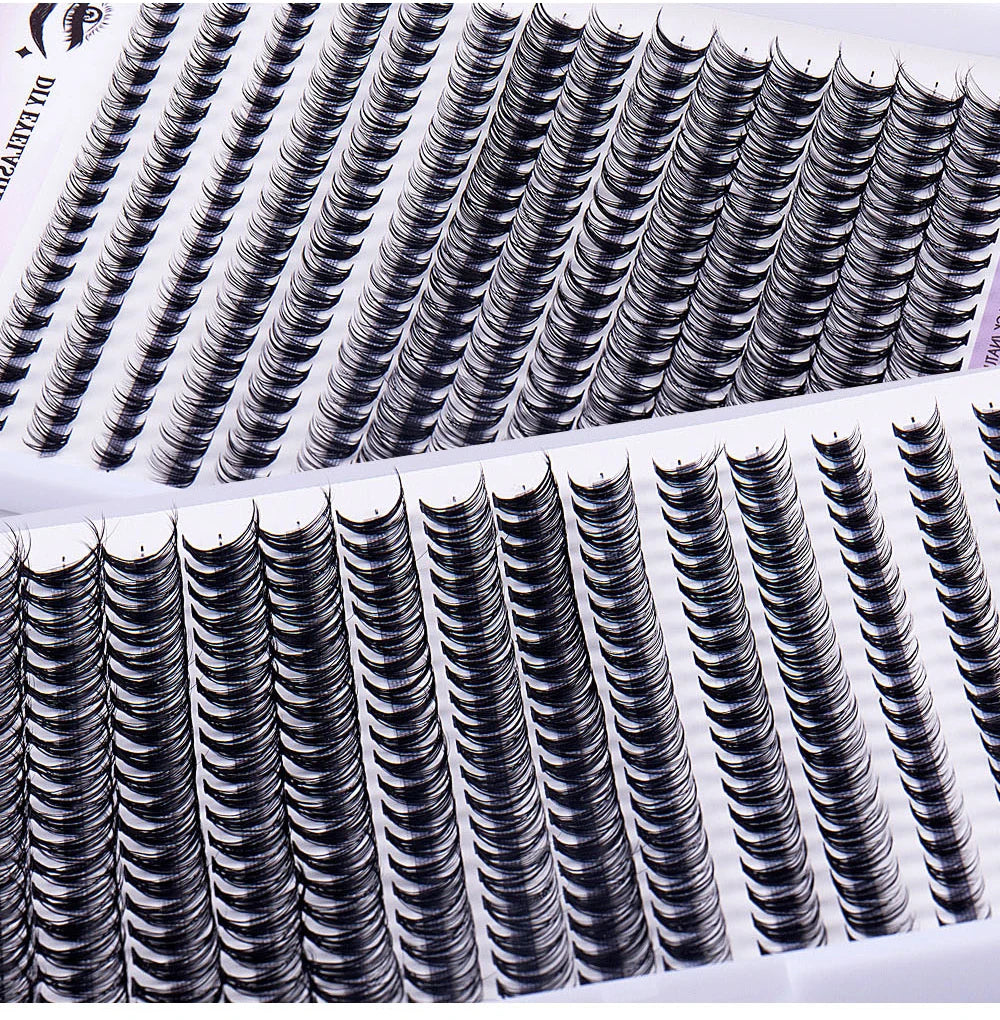 DIY Eyelash Extension Kit, 280 PCS Clusters Slender Stems, Super Fixed Mascara Brush Bond and Seal Eyelash Glue and Eyel