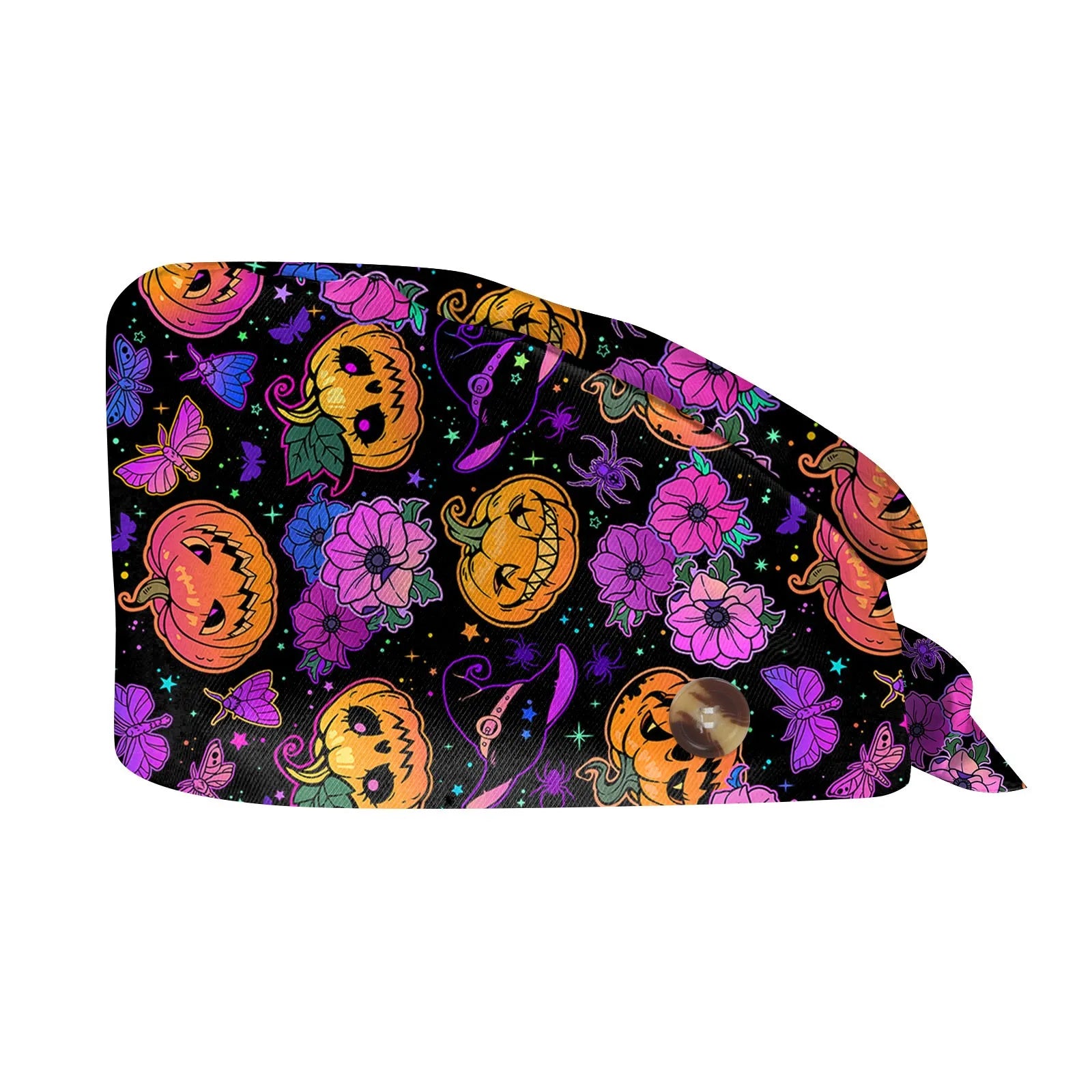 Halloween Cartoon Printing Scrubs Caps Hat Women Nurse Cap Pet Clinic Work Hat Scrub Hats Festive Accessories Nurse Hat