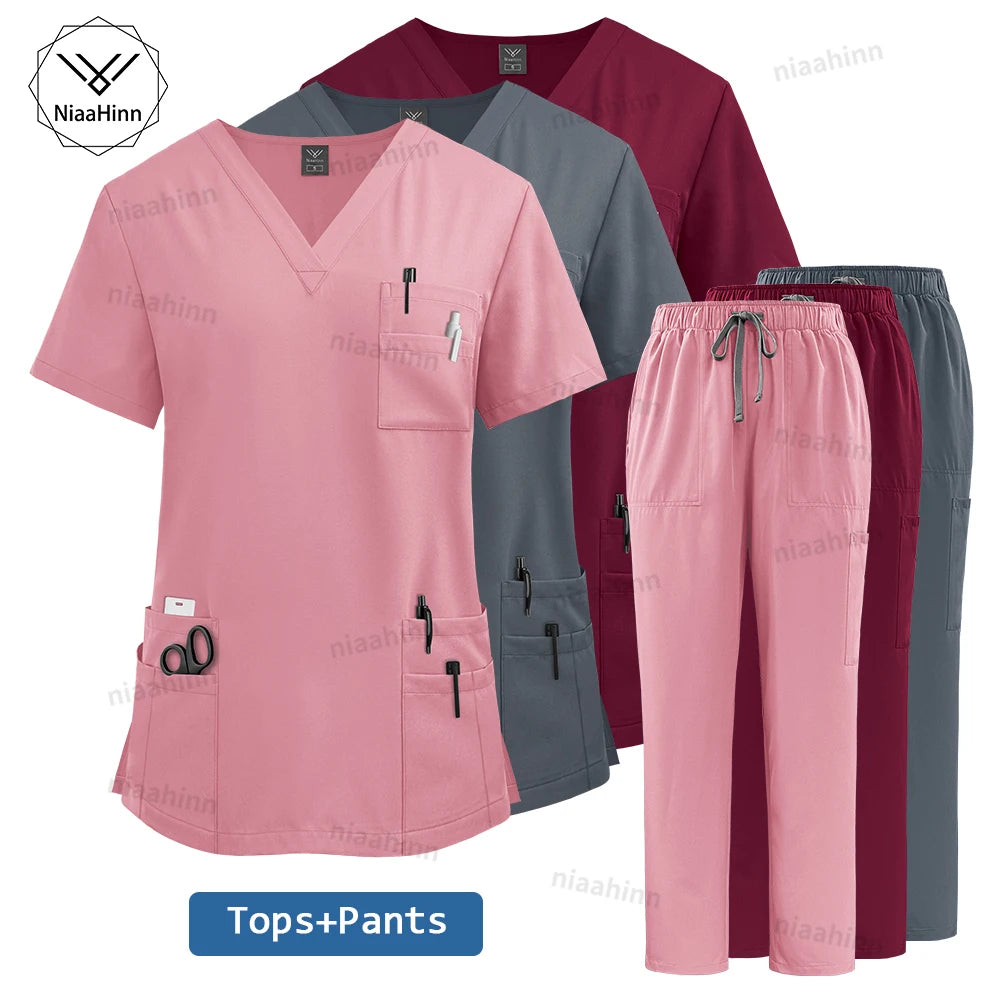 High Quality Medical Clothing for Women Uniform Nurse Lab Coat Unisex Wholesale Tops and Pants Suits Nursing Scrubs Uniforms Set