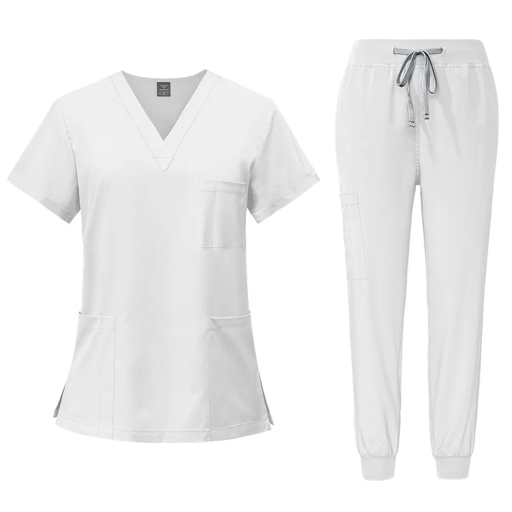 2025 Nurse Uniforms Men Medical Scrub Set Workwear Beauty Clothes Split Suit Short Sleeve Pocket Surgical Uniform Pet Dentist