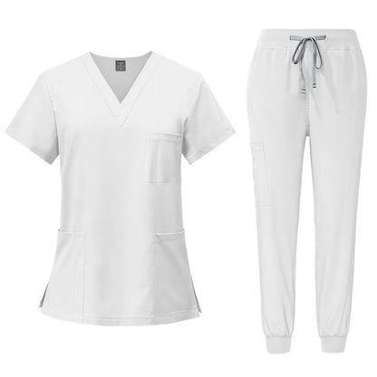 2025 Nurse Uniforms Men Medical Scrub Set Workwear Beauty Clothes Split Suit Short Sleeve Pocket Surgical Uniform Pet Dentist