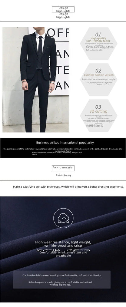 Men's Three-piece Suit Casual Slim Fit Business Attire