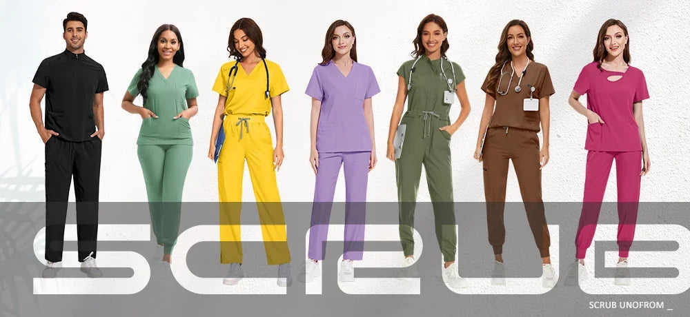 Scrubs Nursing Accessories Medical Surgical Gowns Doctor Nurse Special Scrub Men Solid Color Work Wear Spa Unifroms Women Unisex