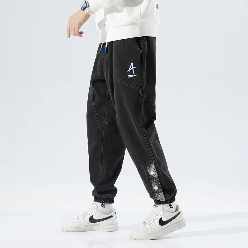 Spring Autumn Plus Size Baggy Jeans Men Hip Hop Streetwear Harem Pants Fashion Embroidery Stretch Cotton Casual Jogger Jeans 8XL