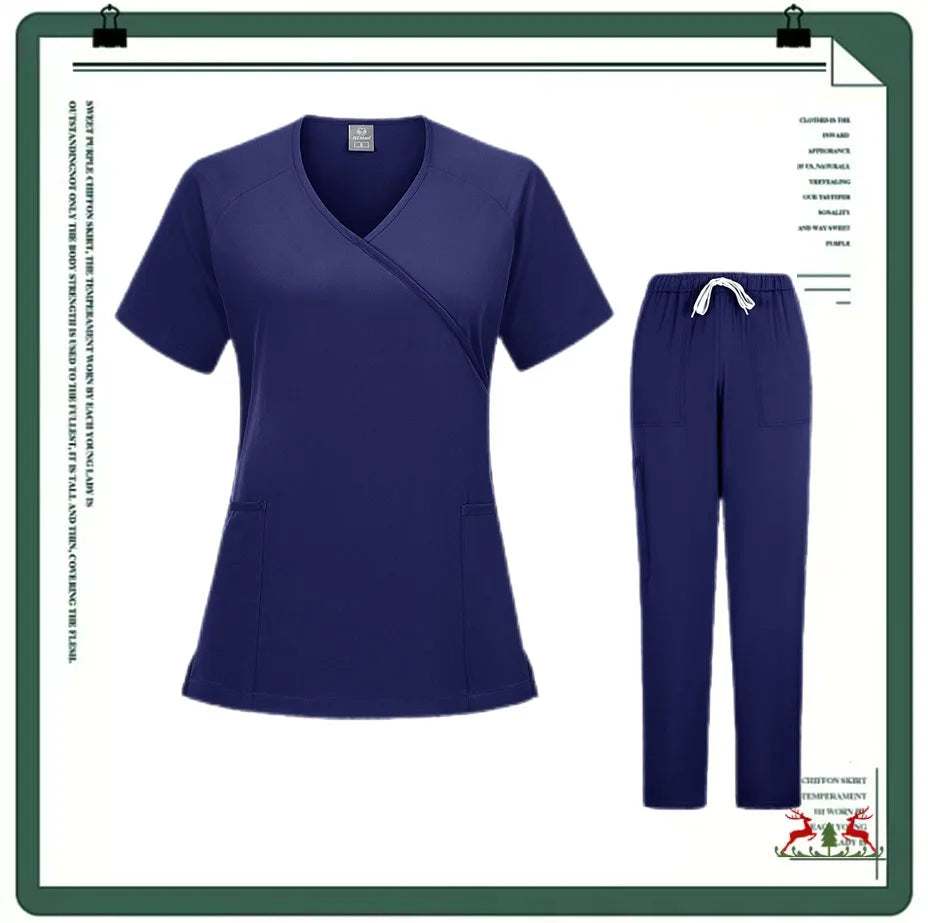 Nurse Scrubs New Fashion Medical Scrub Soft Breathable Jogger Pants Set Surgical Uniforms Woman Nursing Clinical Doctor Workwear