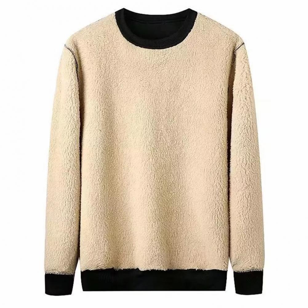 Winter Man Warm Fleece Lined T Shirt Thick O Neck Solid Color Basic Pullover Sweatshirt Thermal Underwear Tops Clothing For Men