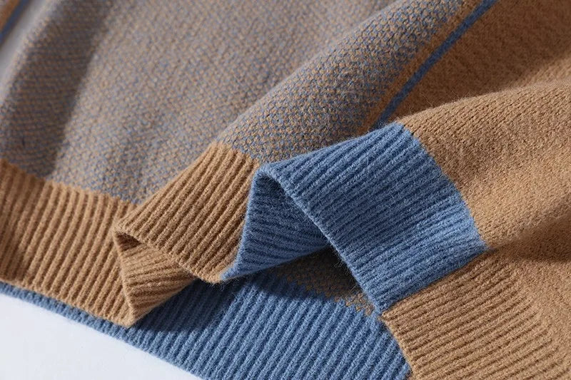 Winter Handsome Plaid Sweater Men Harajuku Mens Jumper Thick Warm Turtleneck Pullover Men High Quality Male Christmas Sweaters