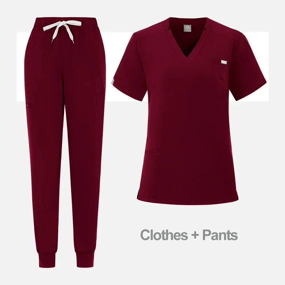 High Quality Medical Women Scrubs Sets Hospital Surgery Dental Clinic Beauty Spa Salon Lab Workwear Clothes Nurses Accessories