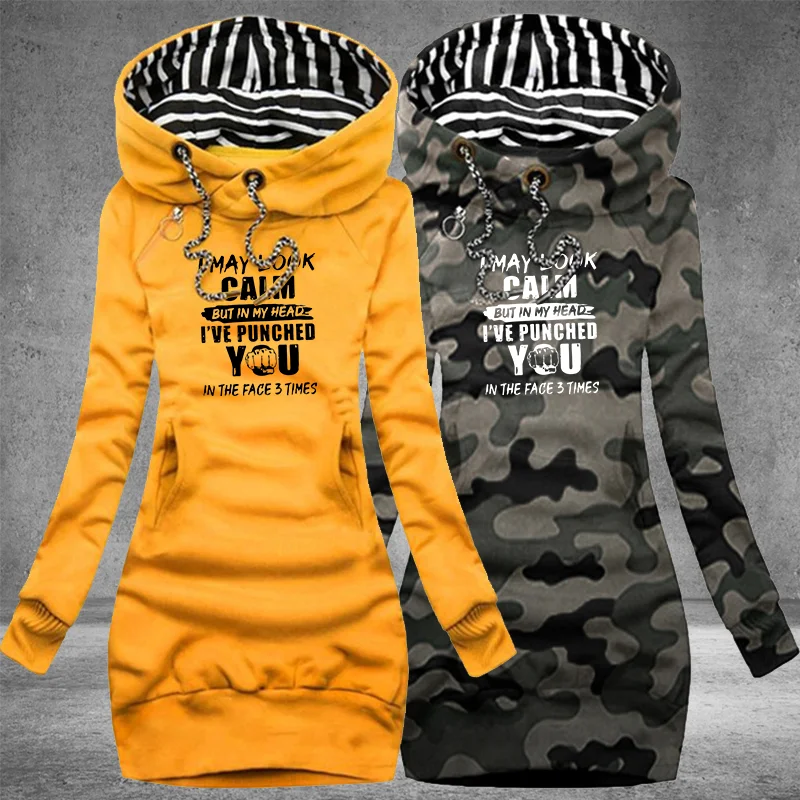 Autumn and Winter Women Dresses Fashion Long Sleeve Hoodie Dress Casual Hooded Dresses for Women Pullover Dress