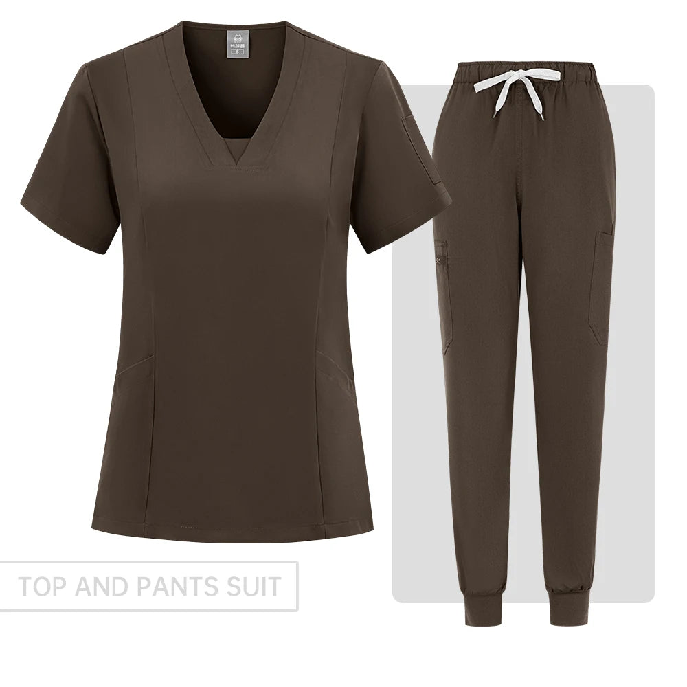 New Straight Pants Scrubs Set Medical Uniforms Stretch Tops with Pocket Nurse Uniform Surgery Suits Nursing Workwear Accessories