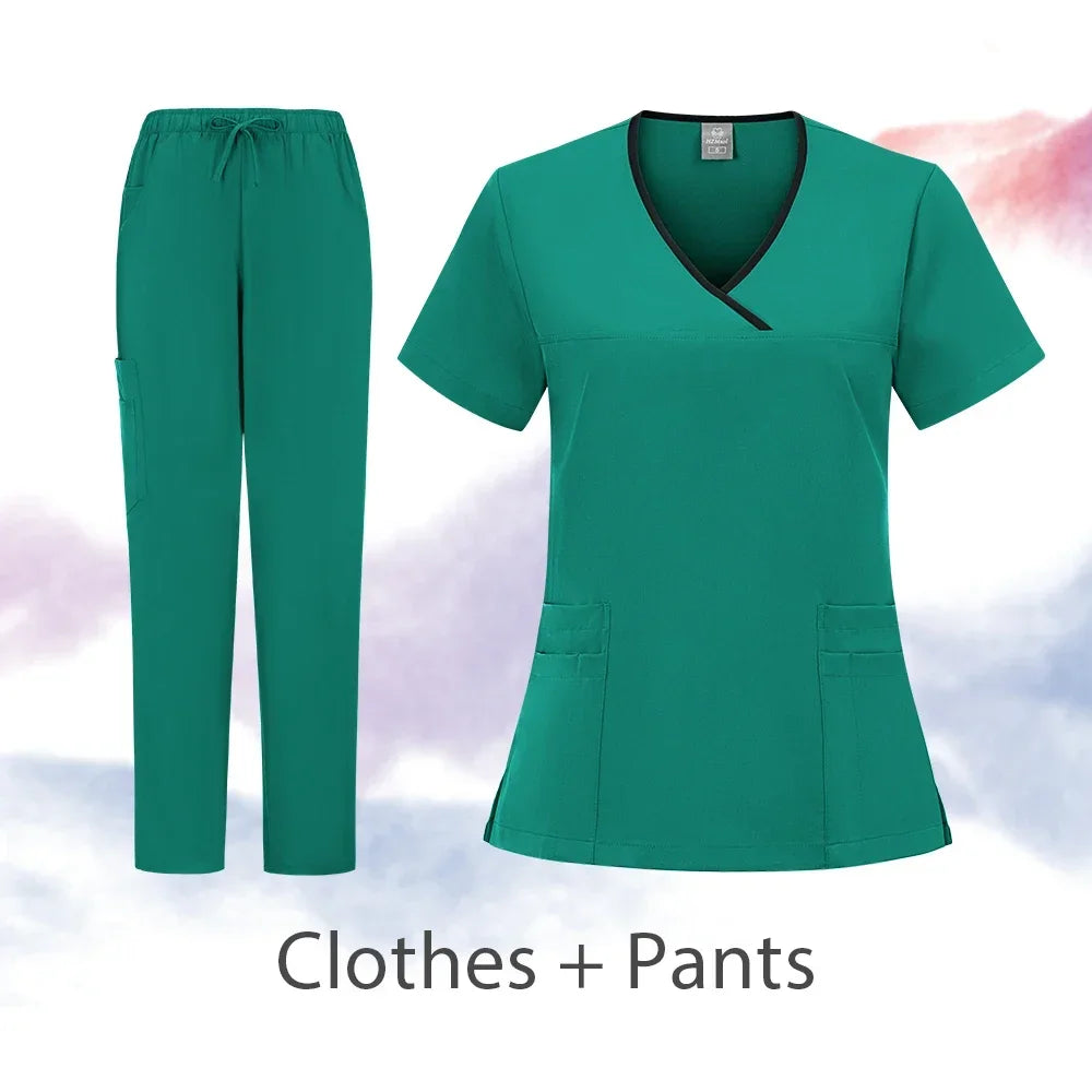 Nurse Scrubs New Fashion Medical Scrub Soft Breathable Jogger Pants Set Surgical Uniforms Woman Nursing Clinical Doctor Workwear
