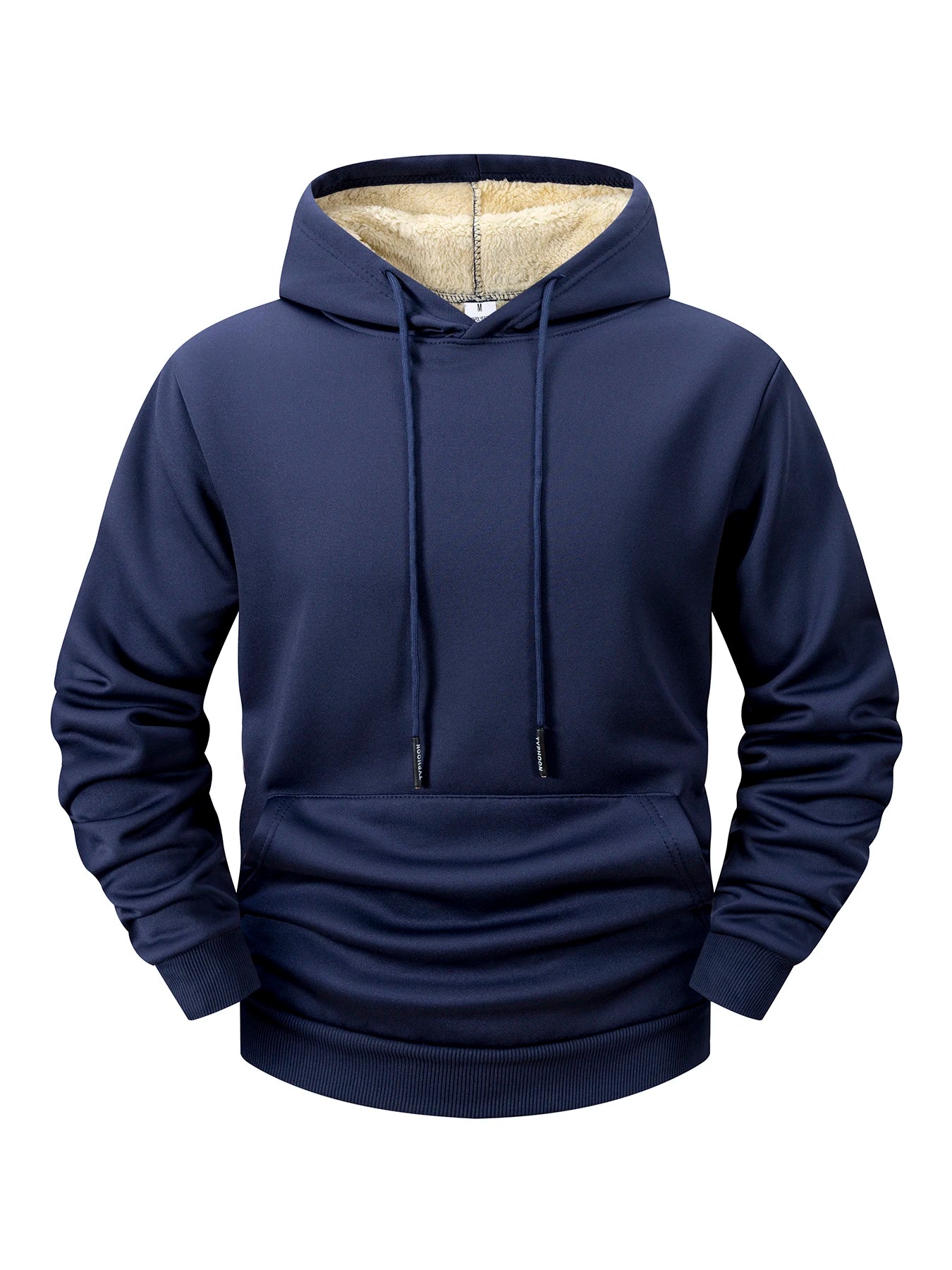 Winter Men's Fleece Hoodies Solid Color Casual Warm Long Sleeve Pullover New Crew Neck Hooded Sweatshirt Streetwear Men Clothing
