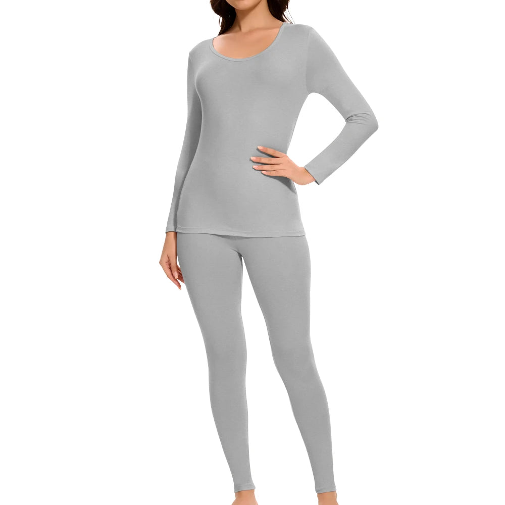 Plus Size Winter Thermal Underwear Suits Women's Long-Sleeved Tops Pants 2PCS Soft Comfortable Ladies Layer Clothing 6 Color