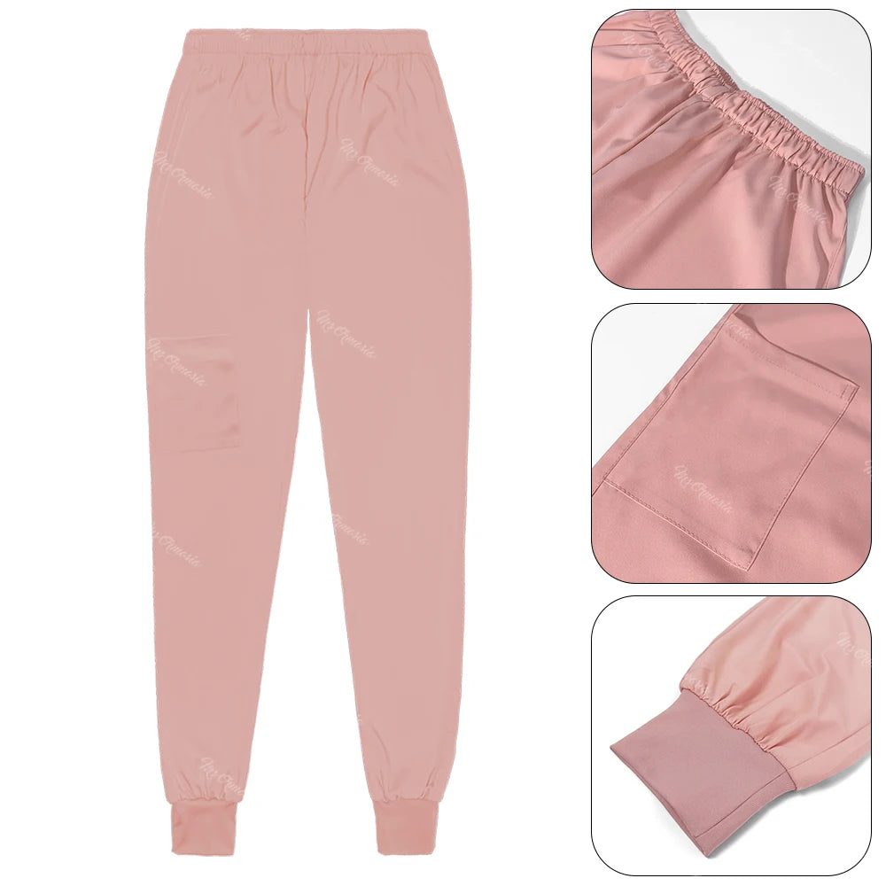 Beauty Tops+pants Medical Uniform Surgery Scrubs Set Short Sleeve Pet Shop Doctor Nurse Nursing Uniform Women Workwear Scrub Set