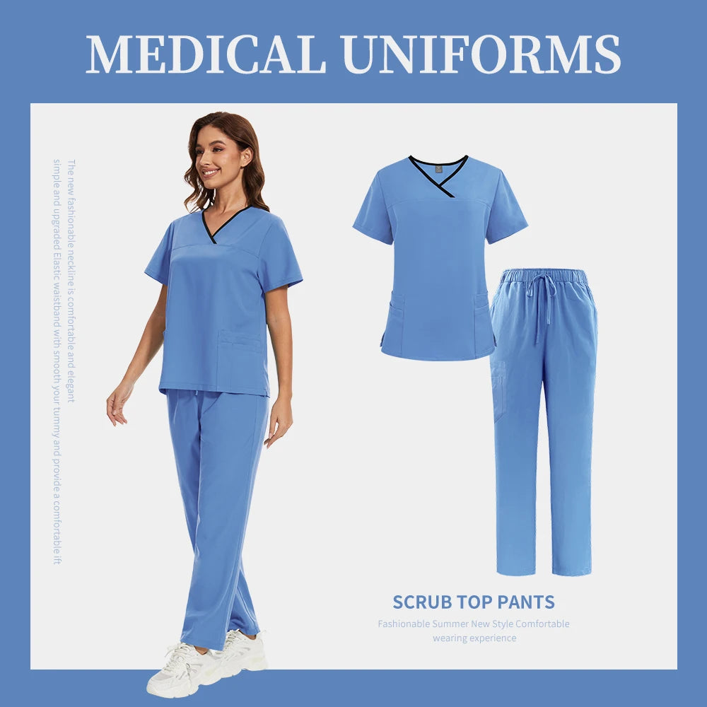 Scrub Uniforms Sets Hospital Clothes for Women Scrubs Set Quick-Drying Comfortable Nursing Outfits Pet Clinic Veterinary Uniform