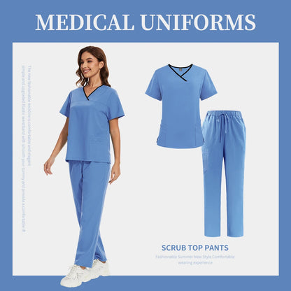 Scrub Uniforms Sets Hospital Clothes for Women Scrubs Set Quick-Drying Comfortable Nursing Outfits Pet Clinic Veterinary Uniform