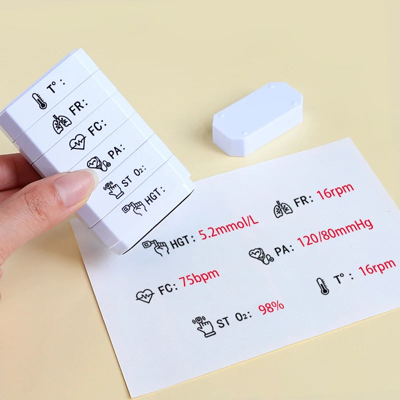 Nurse Stamp Daily Vital Sign Monitoring For Routine Patient Health Check Recording Heart Rate Blood Pressure Oxygen Saturation