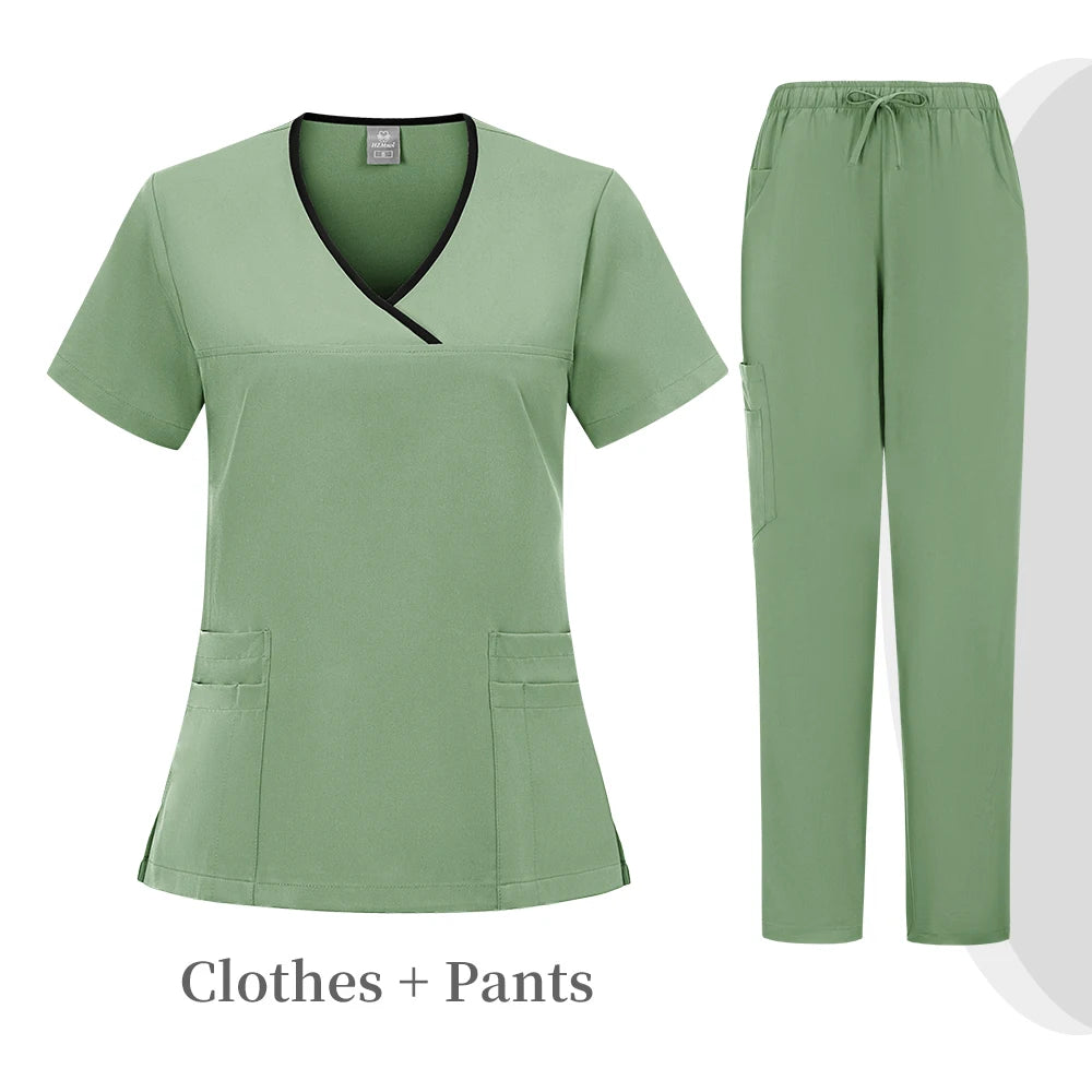 High quality color doctor nurse uniform scrubbing set Medical clothing Beauty salon work quick drying women's medical