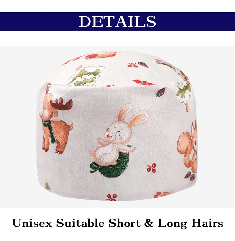 Printed Scrub Caps Dental Nursing Hats Durable Women Pediatric Cap Care Center Work Hat Comfortable  Aesthetic Scrub Cap K1235