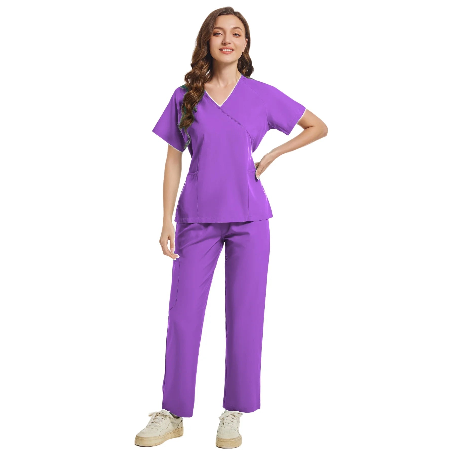 Slim Fit Women Scrubs Sets Hospital Medical Uniforms Nurses Accessories Dental Clinic Beauty Salon Spa Workwear Scrubs Tops Pant