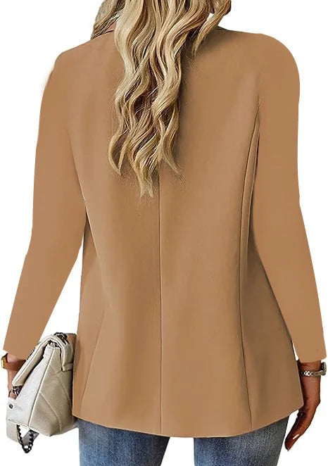 Women's Business Blazer Long Sweater Cardigan Lapel Long Sleeve Solid Button Casual Elegant Jacket Coat Trendy Loose Outwear