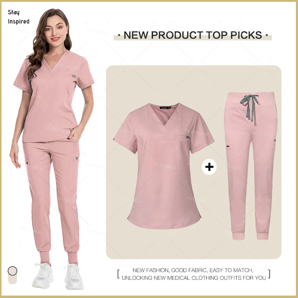 New Nurse Uniforms Women Men Casual Jogger Pants Set Pharmacy Work Clothes Medical Hospital Doctor Nursing Uniform High-end Suit