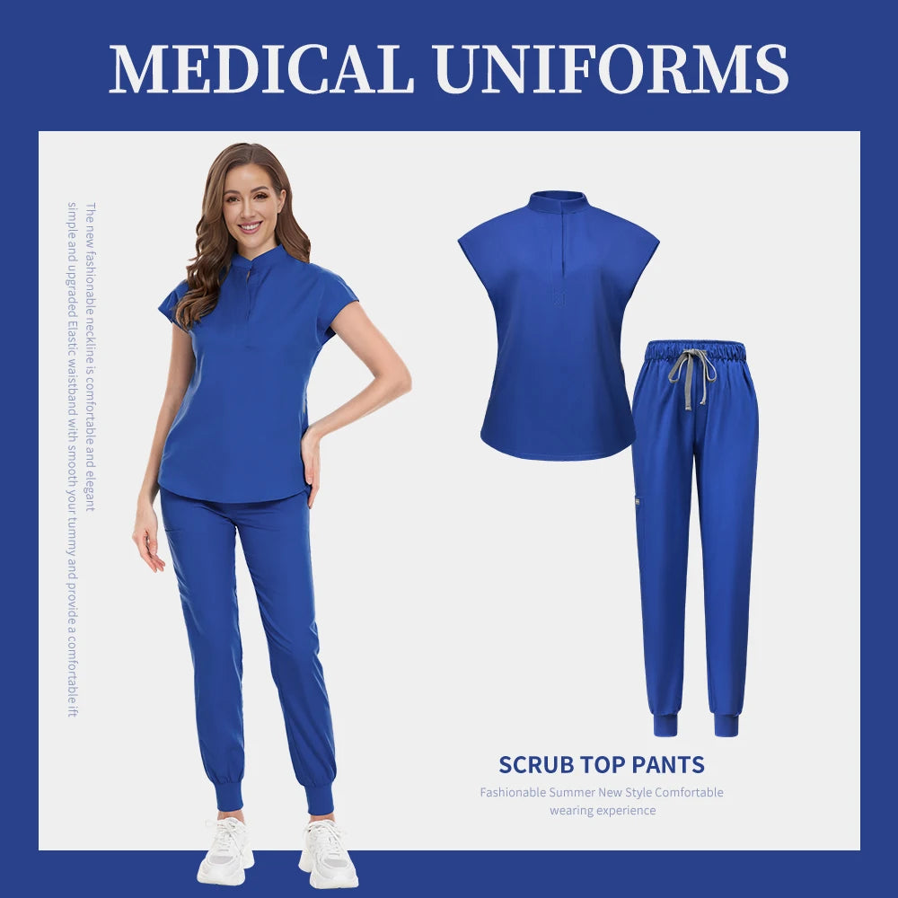Fashion Scrub Uniforms Sets Beauty Salon Uniform Pet Dental Clinic Doctor Nurse Suits Nursing Scrubs Top Hospital Uniforms Women