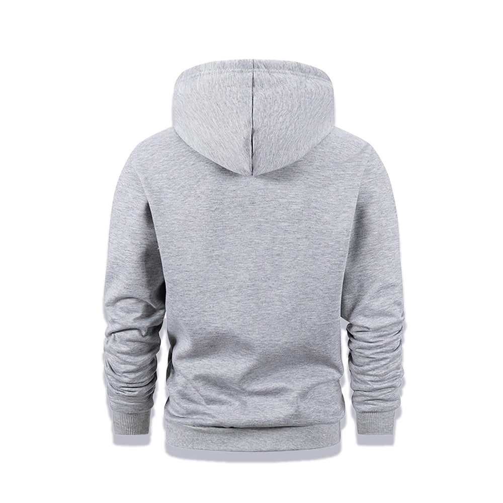 Winter Men's Fleece Hoodies Solid Color Casual Warm Long Sleeve Pullover New Crew Neck Hooded Sweatshirt Streetwear Men Clothing