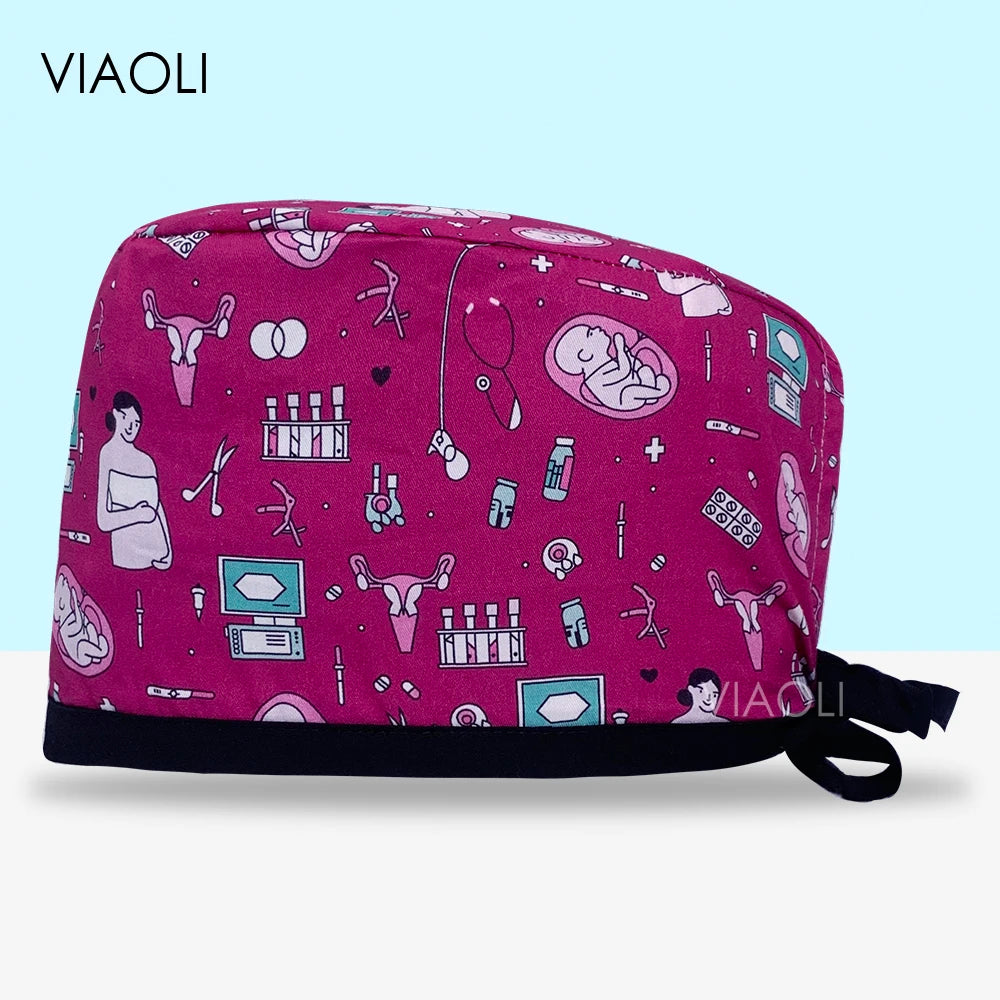 Scrub Cap Printed Cotton Beauty Salon Surgeon Cap Dental Clinic Nursing Hat Women Men Surgical Caps Wholesale Nurse Accessories