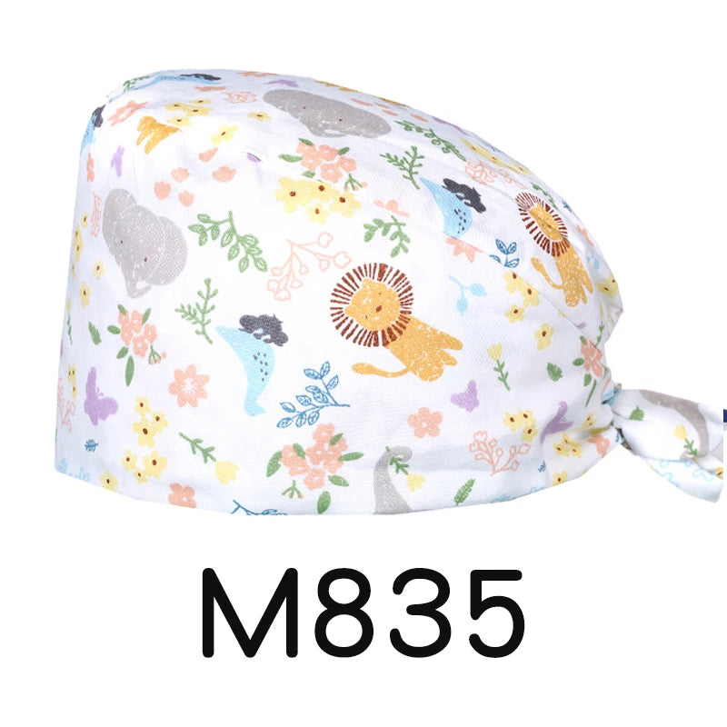 LONG HAIR Scrub Caps Surgical Medical Hats Cotton Nursing Caps Breathable Bouffant Healthcare Chef Pediatric Veterinary Hats M81