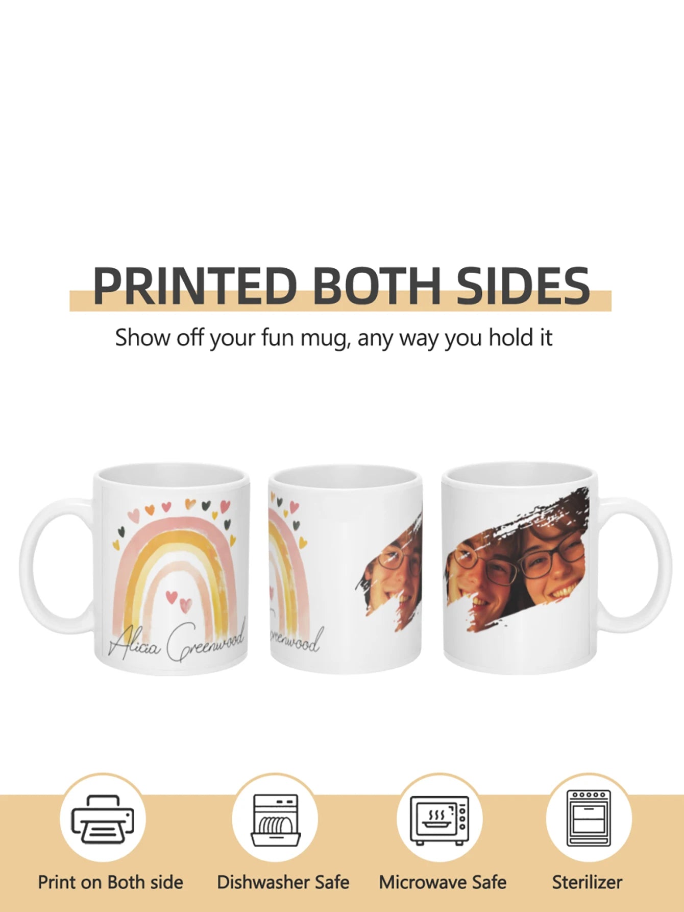 Customized mug with large capacity Personalized cup with picture text name  personalized gift