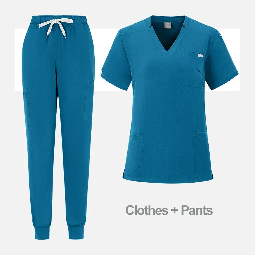 High Quality Medical Women Scrubs Sets Hospital Surgery Dental Clinic Beauty Spa Salon Lab Workwear Clothes Nurses Accessories