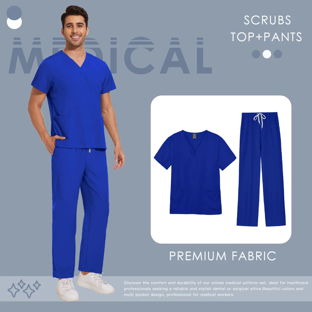 Scrubs Uniforms Men Women Beauty Straight Pants Set Wholesale Medical Surgical Clothes Nurse Accessories Dental Clinic Workwear