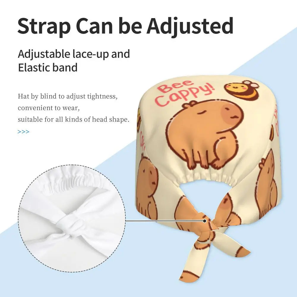 Custom Cartoon Capybara Medical Staff Scrubs Hat Women Men Comic Doctor Nursing Surgical Cap Scrub Caps