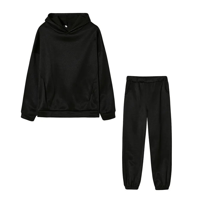 autumn tracksuit outfit set Women Two Piece Set hoodies Hooked Leisure Wide Leg Long Pants Sets Slim Fit Office Ladies Autumn