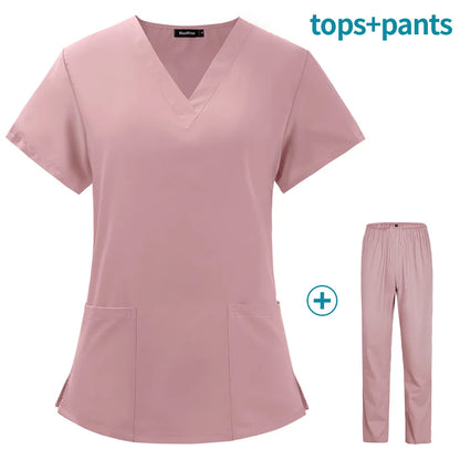 Spa Doctor Nursing Tunic Suit Surgical Uniforms Woman Scrub Set Medical Nurse Beauty Salon Workwear Clinical Scrubs Top + Pant