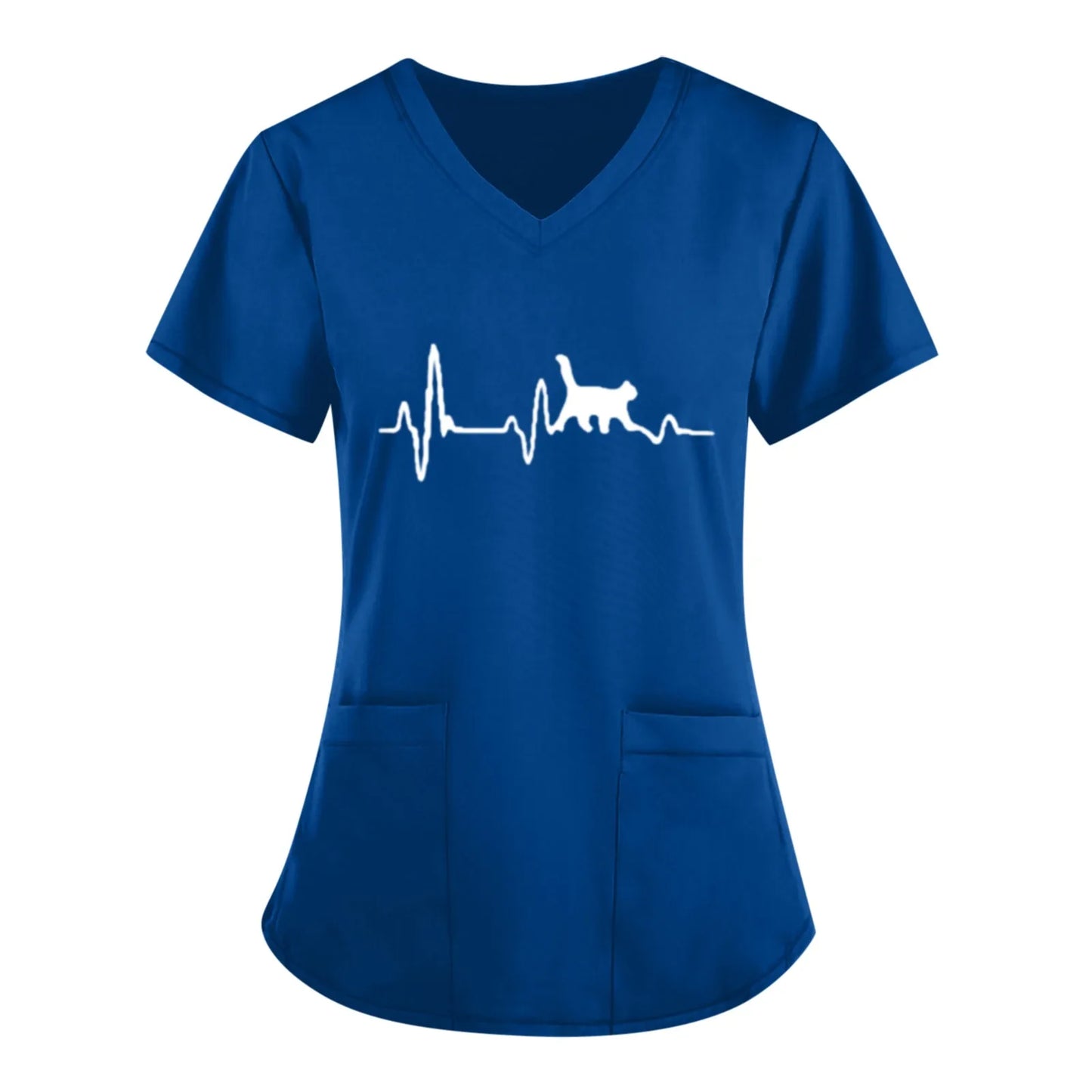 Scrubs Medical Uniforms Woman Top Fashion V Neck Soild Short Sleeve Tops Pocket Working T-Shirts Blouse Women's Athletic Shirts
